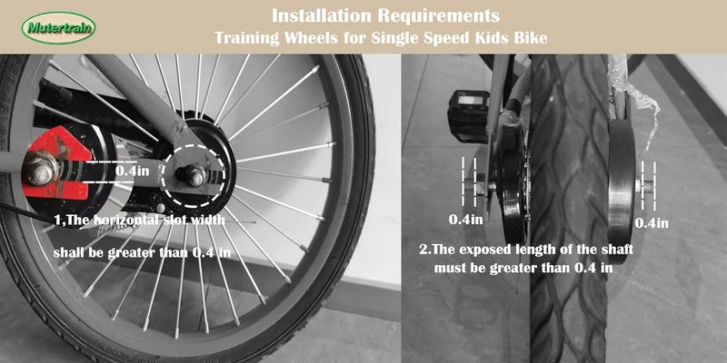 Mutetrain Flash Training Wheels for 12 14 16 18 20 Inch Kids Bike，Heavy Duty Training Wheels for Single Speed Bicycle (Black) - Image 3